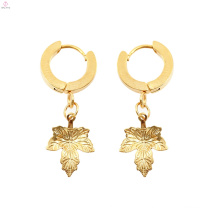 Personalized Huggie Earring Gold Pendant Maple Leaf Earrings